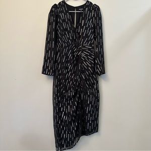 Black and silver Express asymmetrical hem dress.